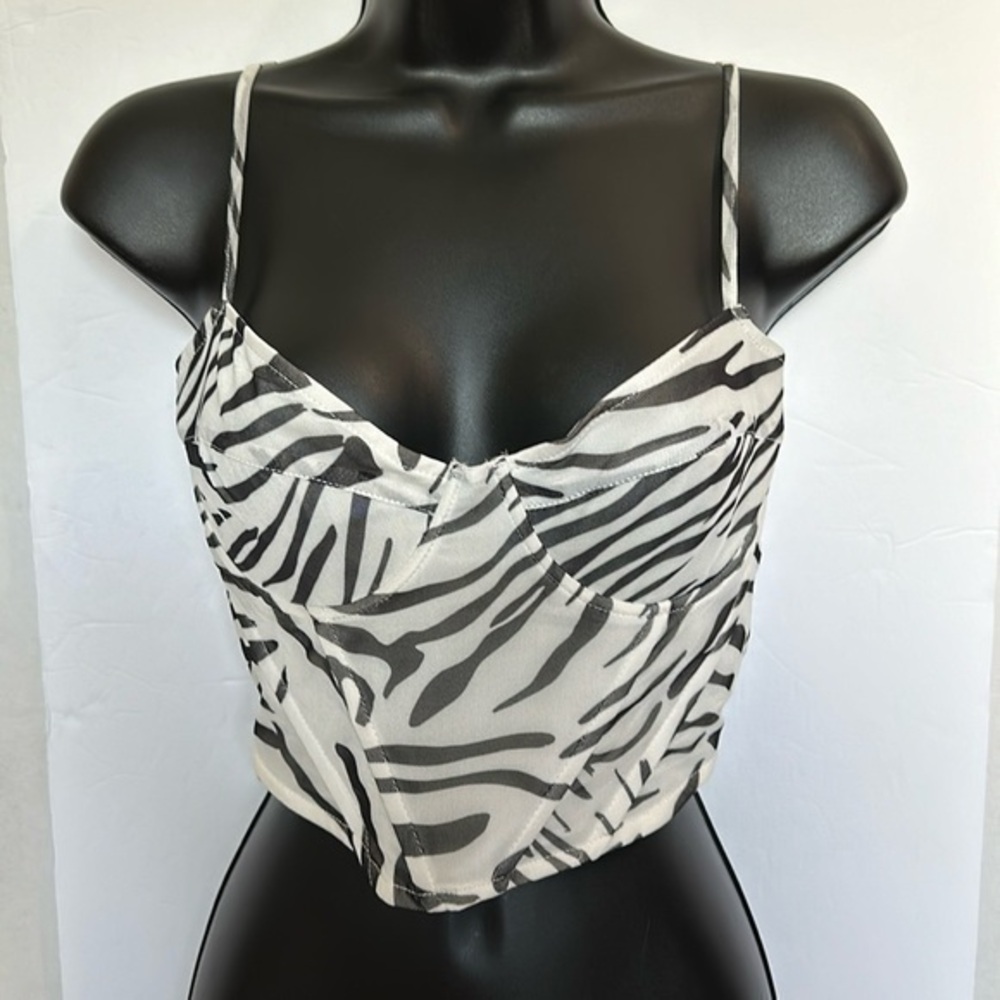 Stradivarius Women's mesh zebra Corset large